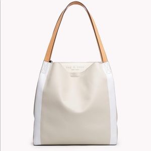 Rag & Bone Cream and White Leather Passenger Tote Bag